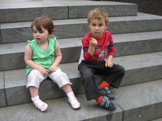 Danny & Tamara, looking tough in New York City, ages 5 and 2(Rocco/Segal).