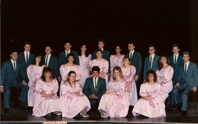 Accapella Choir 1989.  I (Steve)cant sing a lick now, but then again I dont think I could sing a lick back then.  Great way to get out of class though and dancing with the girls wasnt all that bad either.