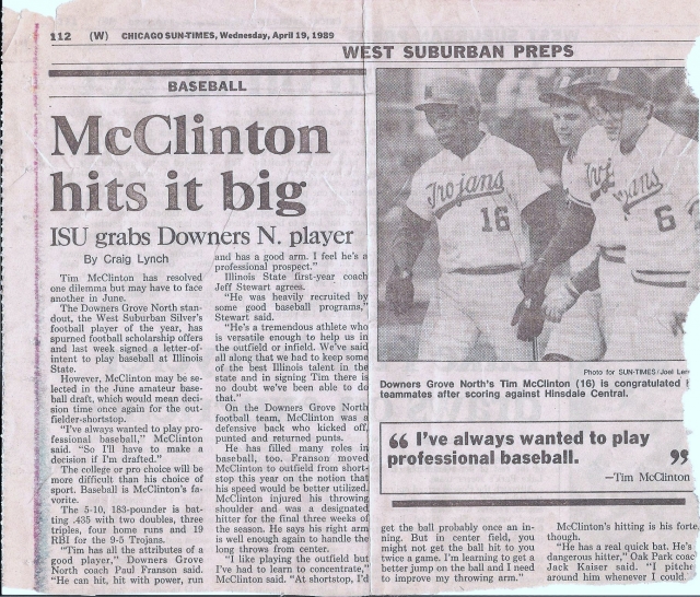 McClinton Suntimes Article April 13, 1989 (or most of it, my dad ripped this out of the paper because Im in the picture...sorry Tim) 